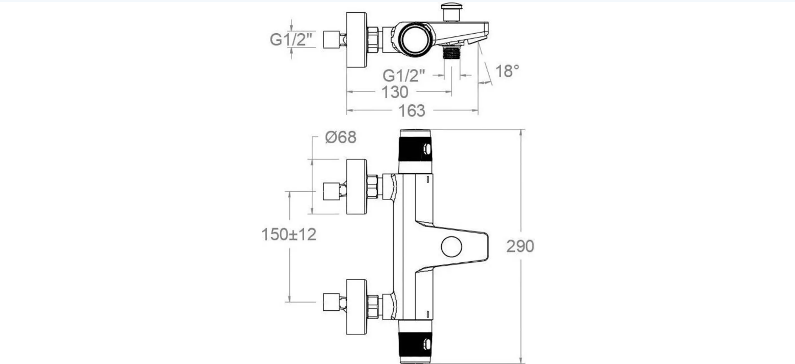 Mitigeur thermostatique valmy Bain douche