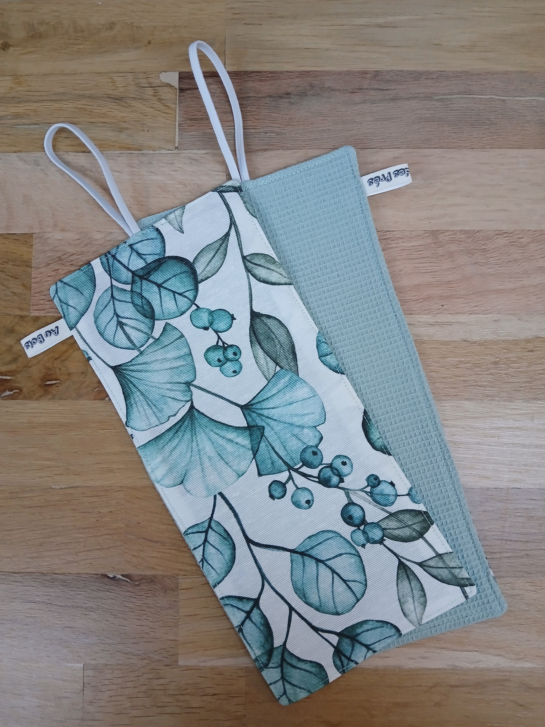 pochette savon feuille verte recto-verso