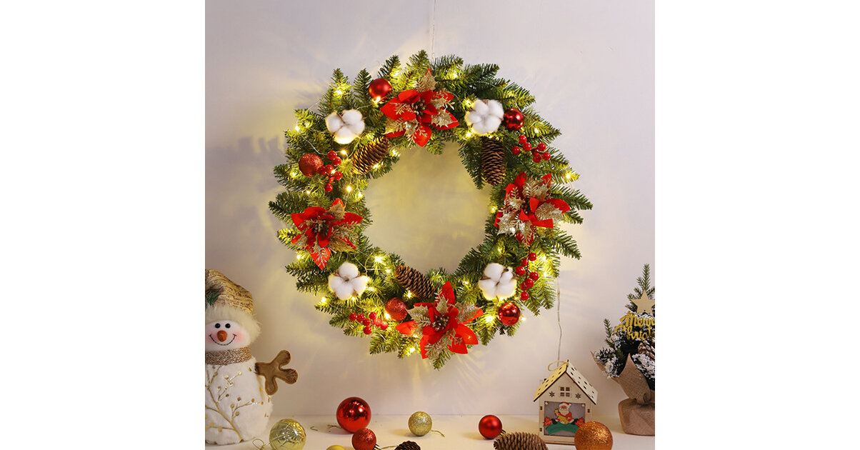 Couronne de Noël pour Porte d'entrée, Père Noël Couronne de Noël