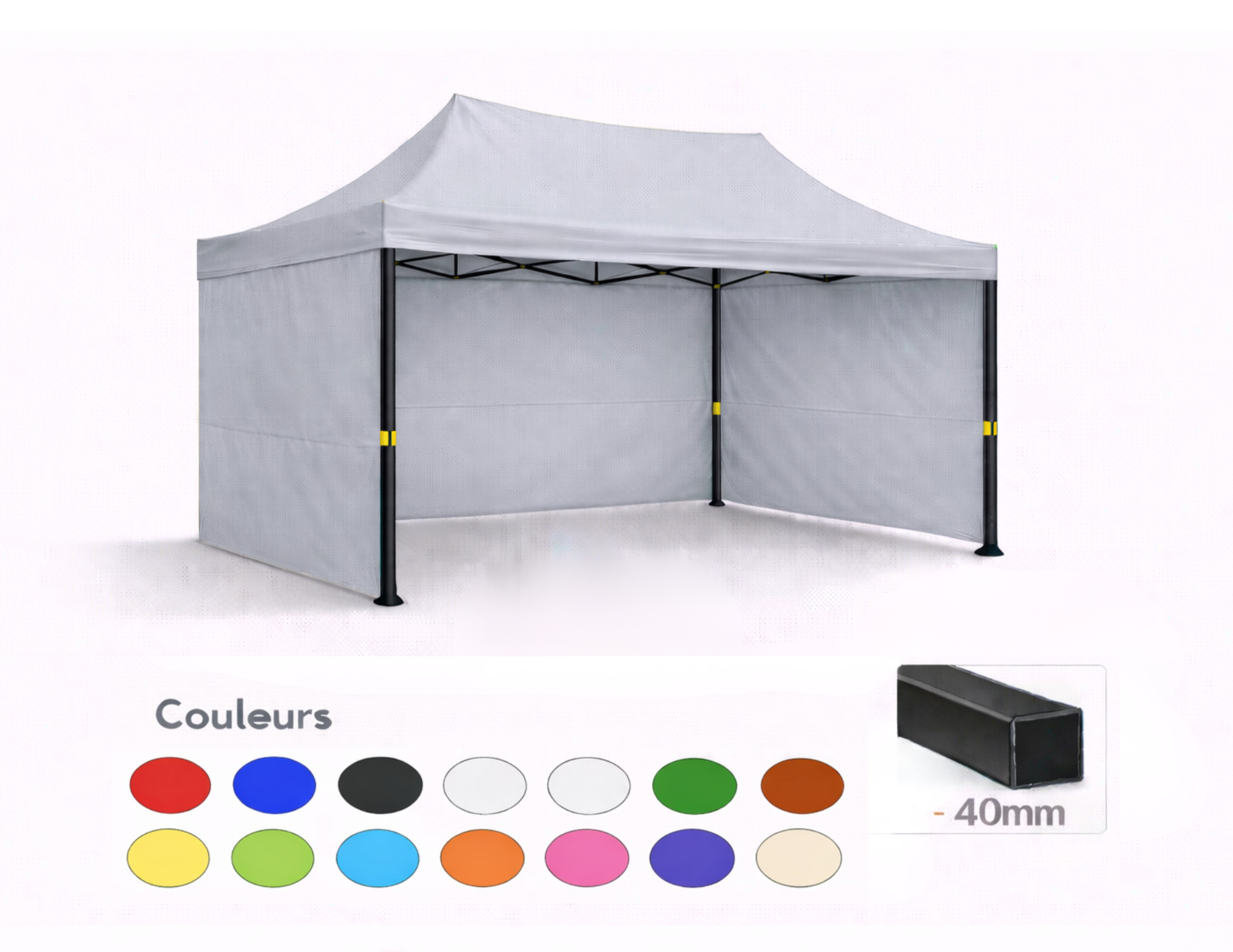 tente pliante 3x2 gris clair trois parois