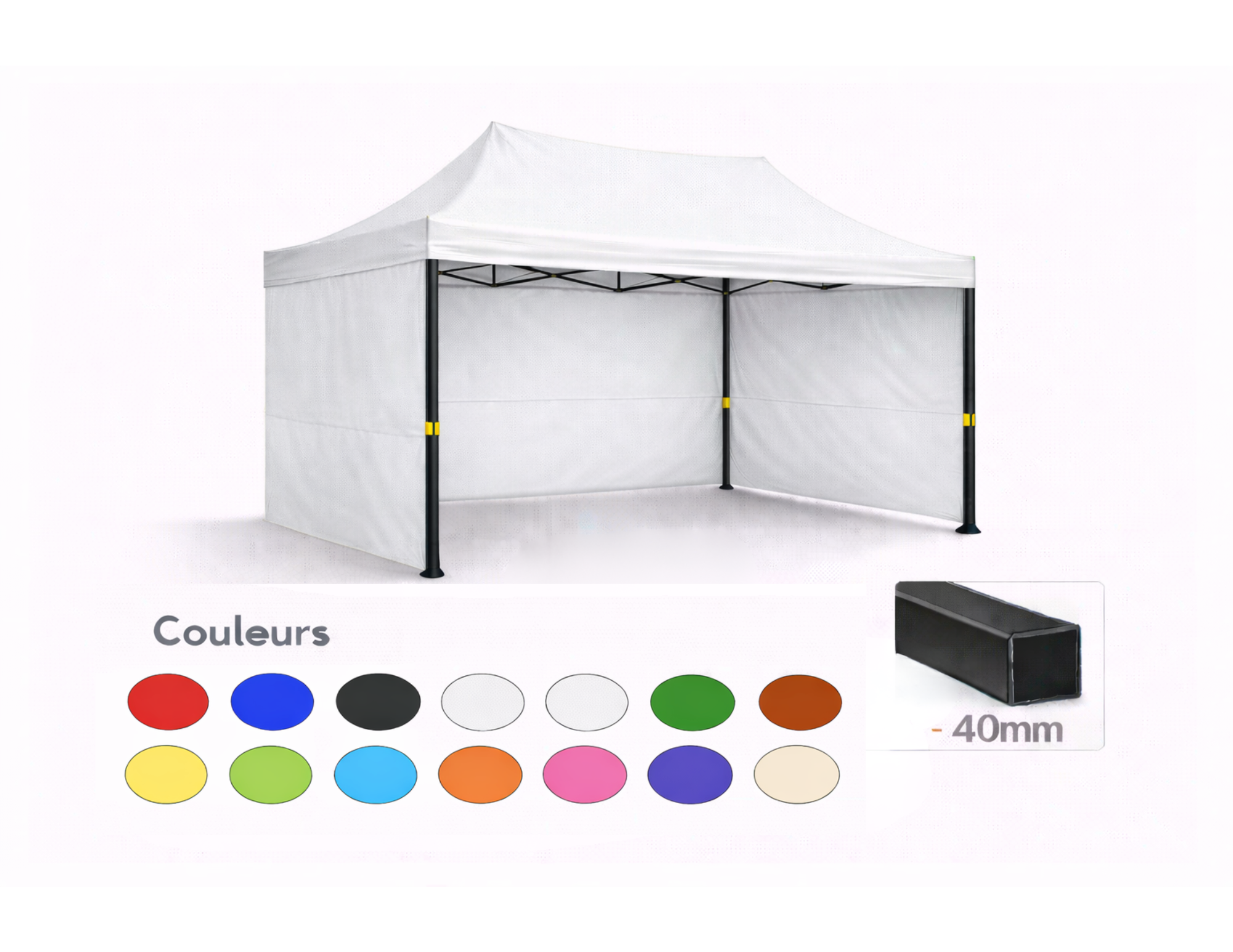 tente pliante 3x2 blanc trois parois