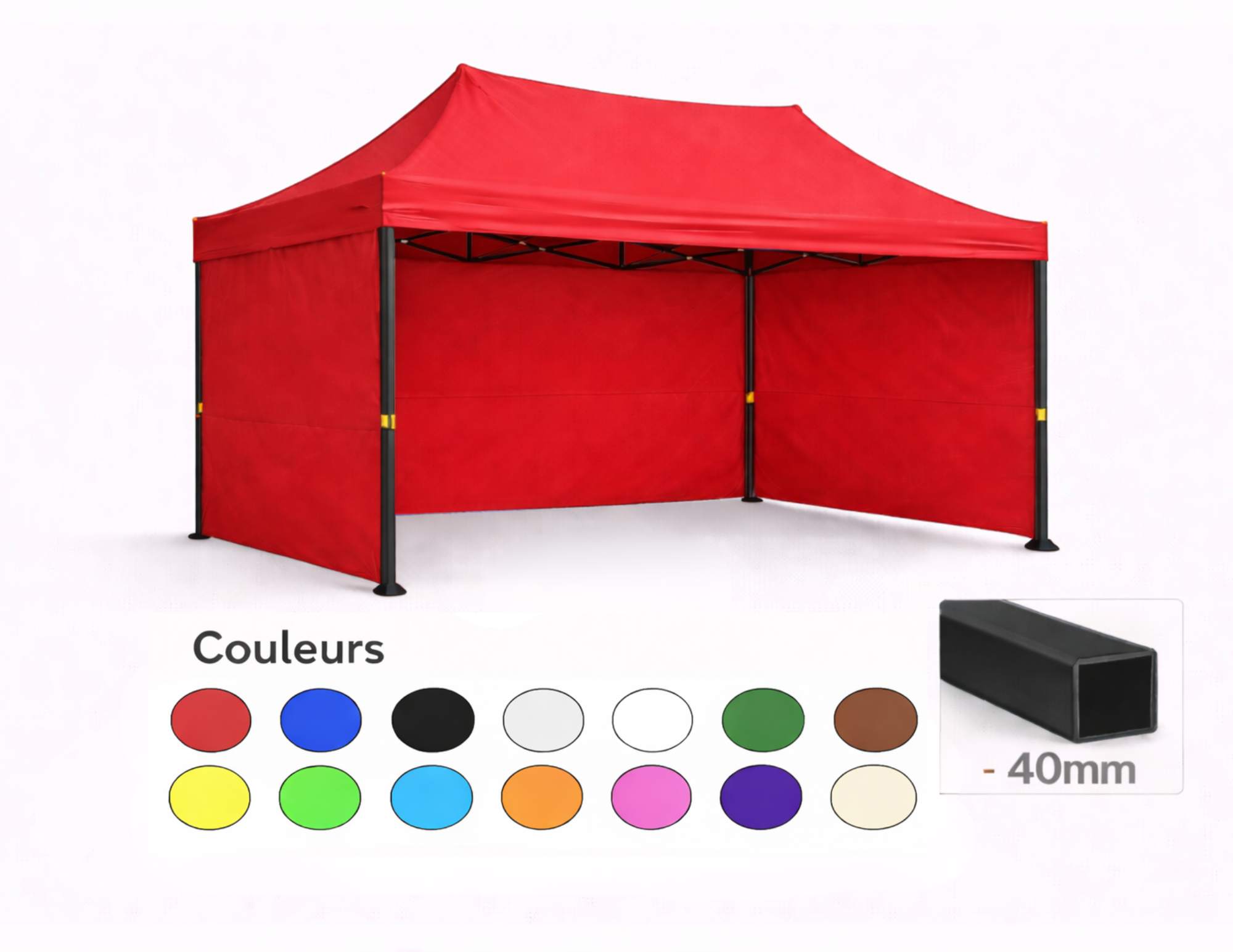 tente pliante 3x2 rouge trois parois