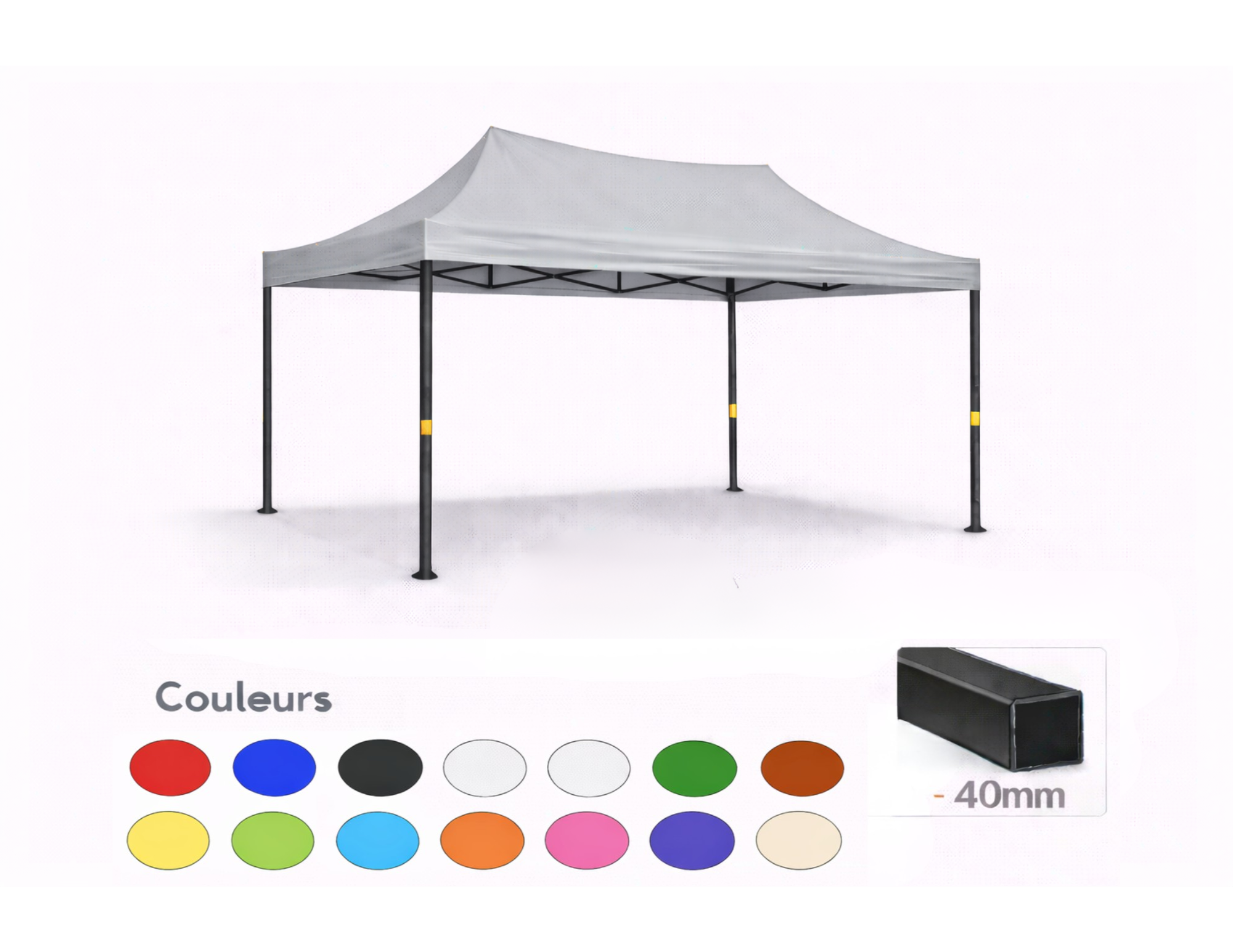 tente pliante 3x2 gris clair sans parois