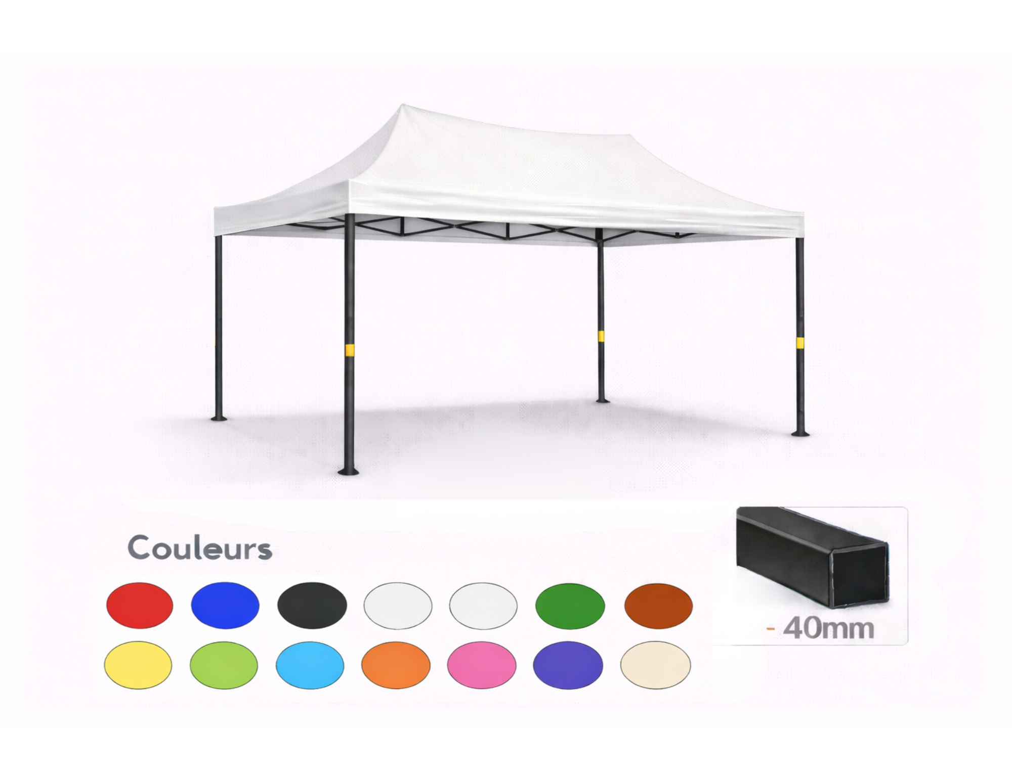 tente pliante 3x2 blanc sans parois