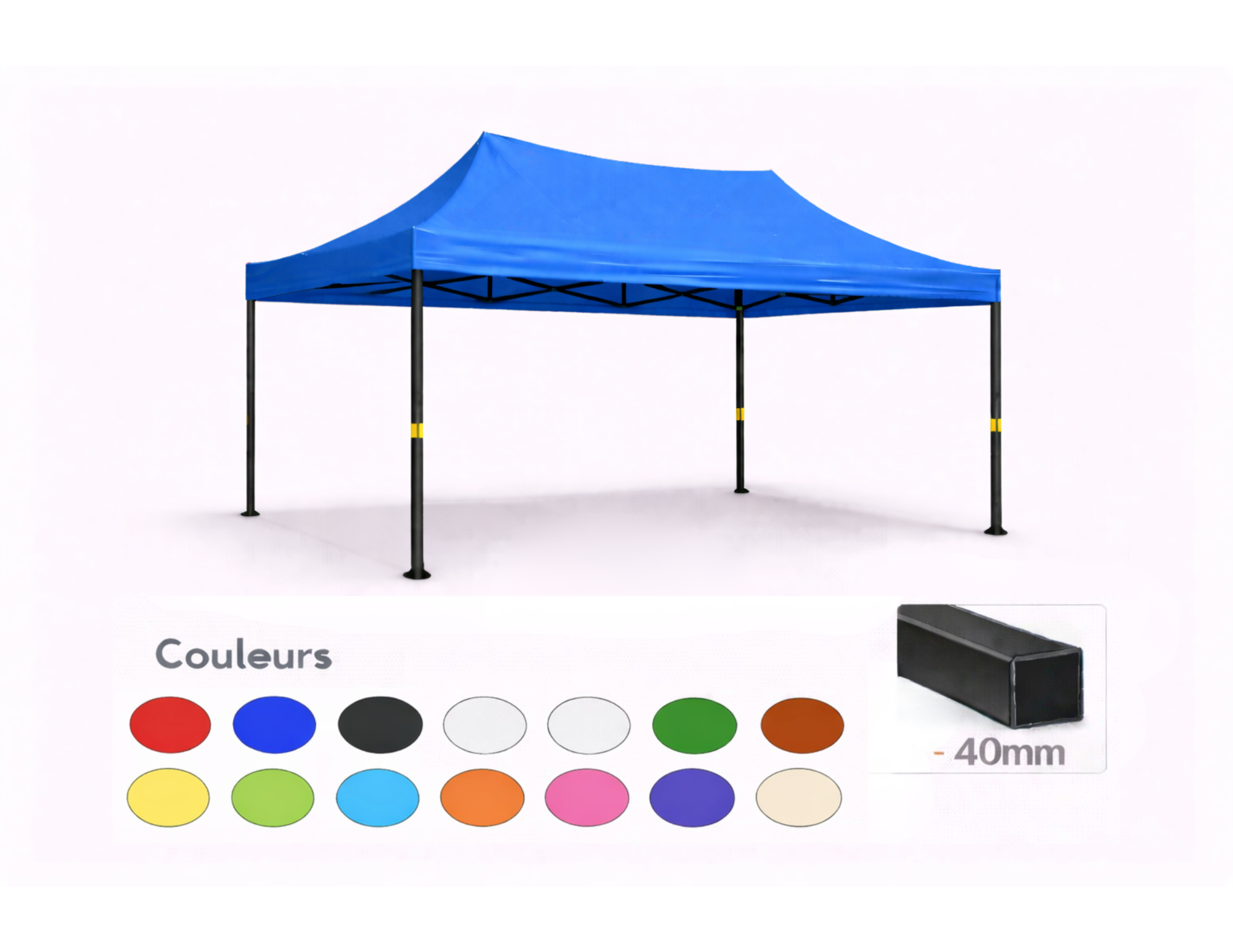 tente pliante 3x2 bleu sans parois