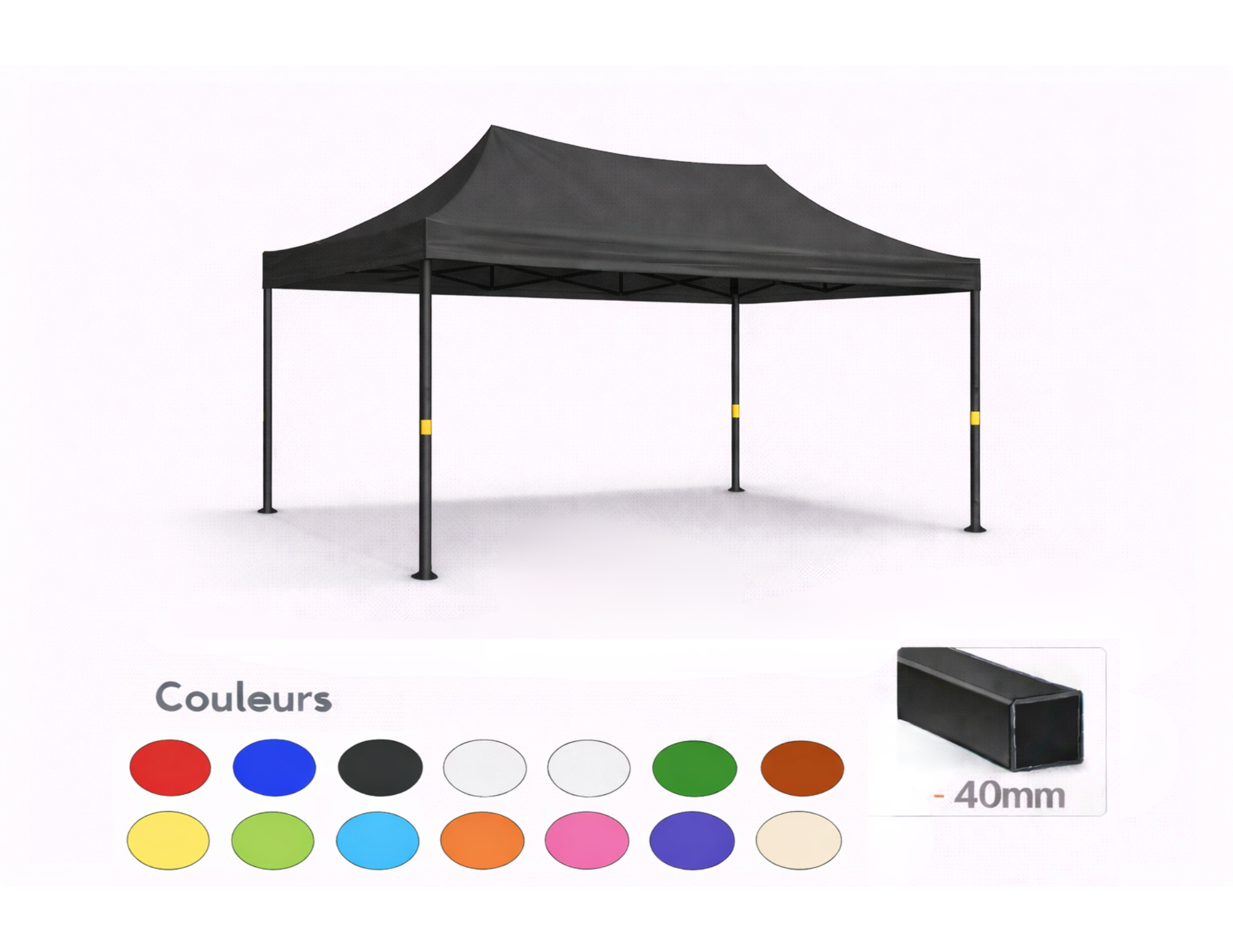 tente pliante 3x2 noir sans parois