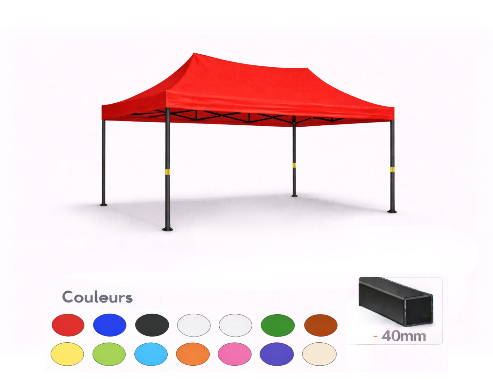 tente pliante 3x2 rouge sans parois