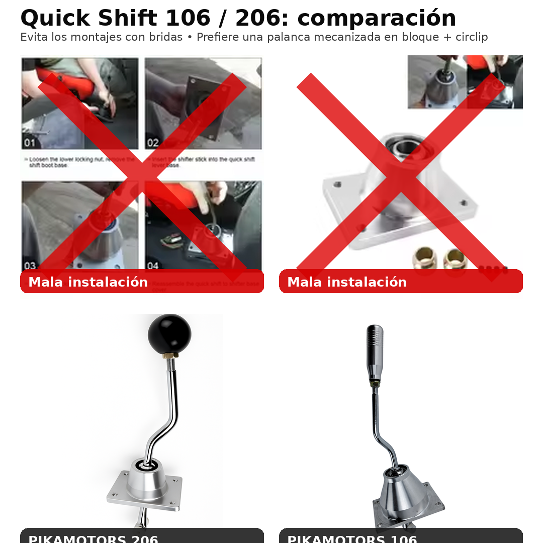 Comparativa quick shift 106/206: mal montaje vs PIKAMOTORS