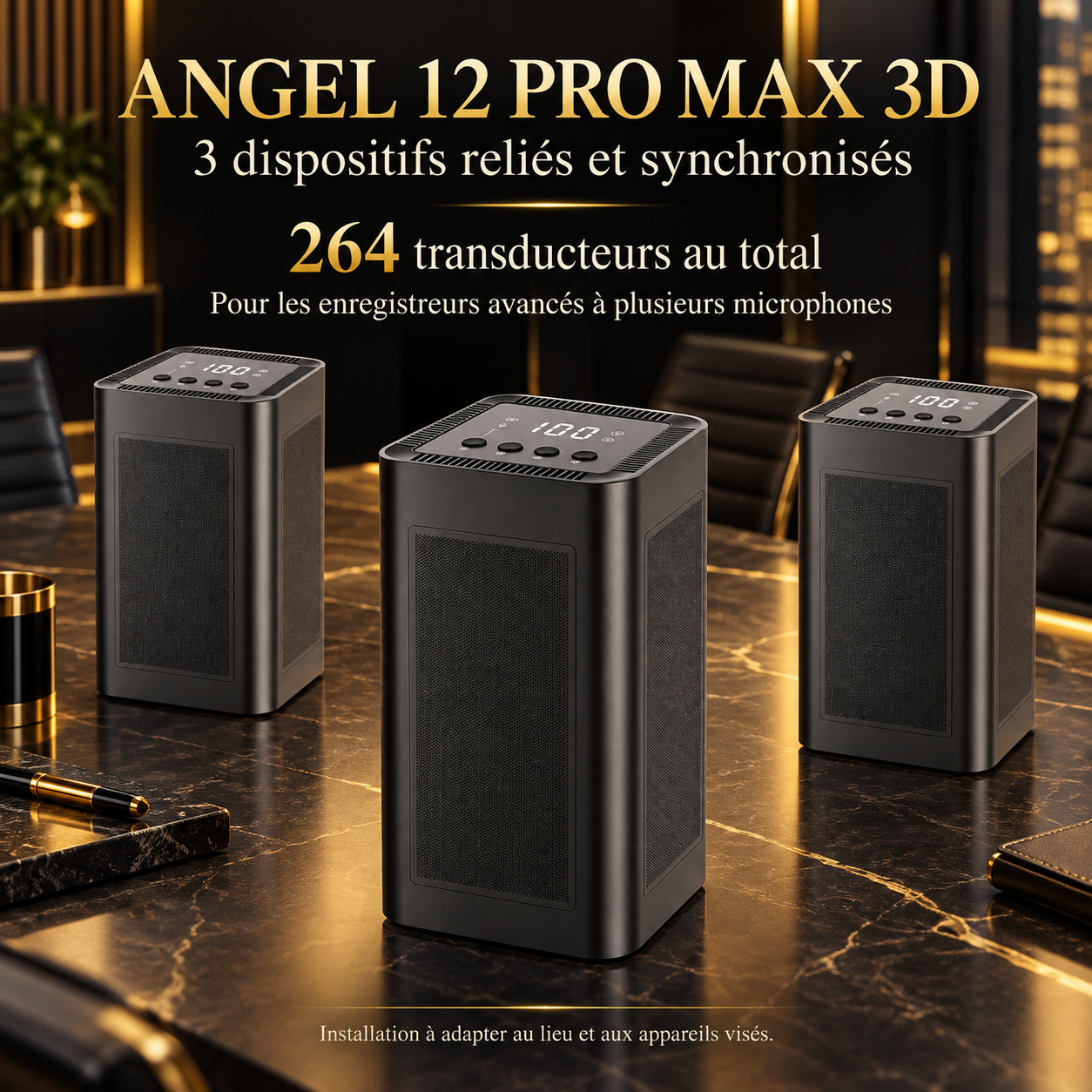ANGEL 12 PRO MAX 3D: três bloqueadores ligados e sincronizados, com 264 transdutores no total