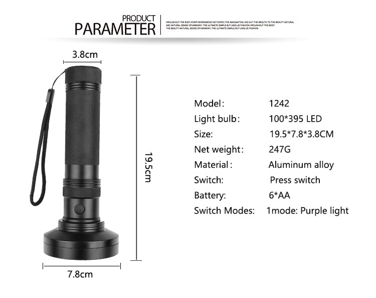 Lampe de détection UV matiere organique