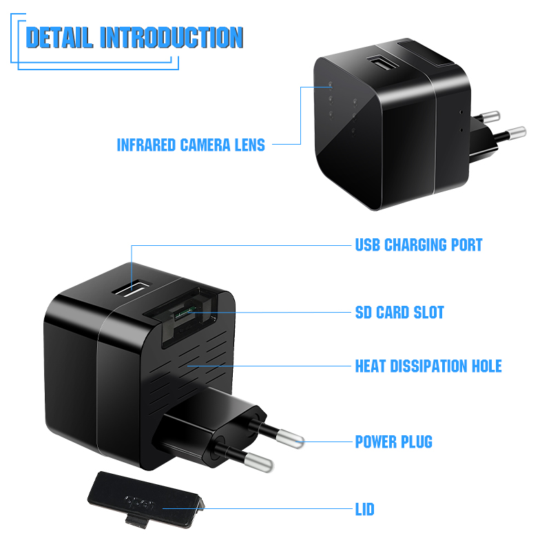 Caractéristique chargeur caméra espion 1080p