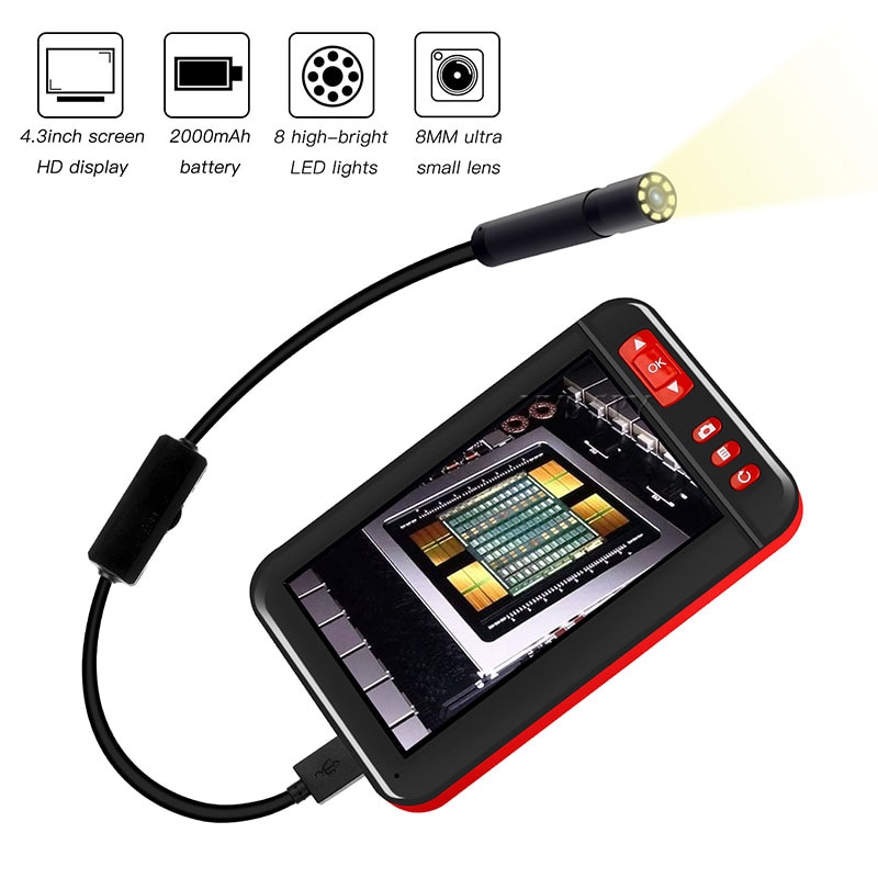 10-m-tres-Mini-cam-ra-d-inspection-8mm-automobile-Endoscope-4-3-pouces-cran-1080P