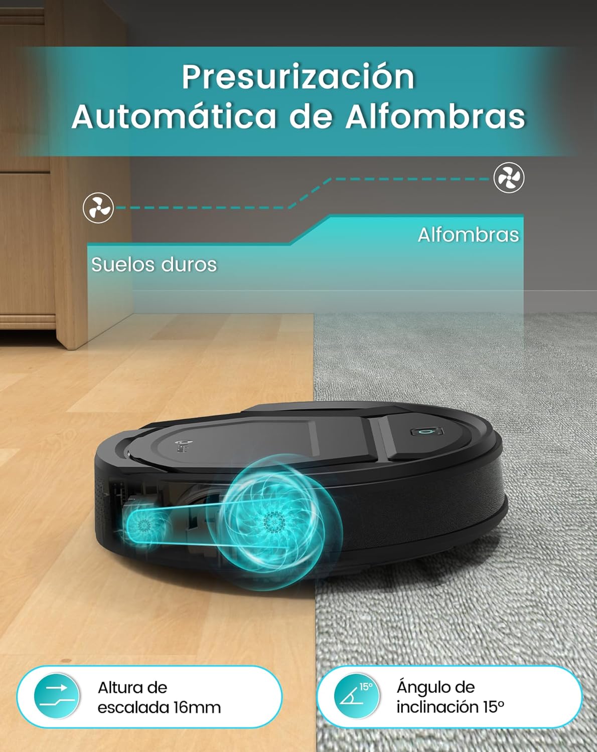 Robot Aspirateur Caméra espion 4K UHD WiFI IP - Passage des obstacle