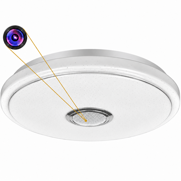 Plafon com câmara na grelha inferior do altifalante Bluetooth