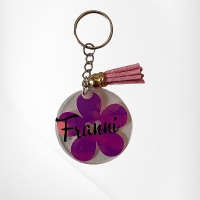 porte clé plexiglass fleur