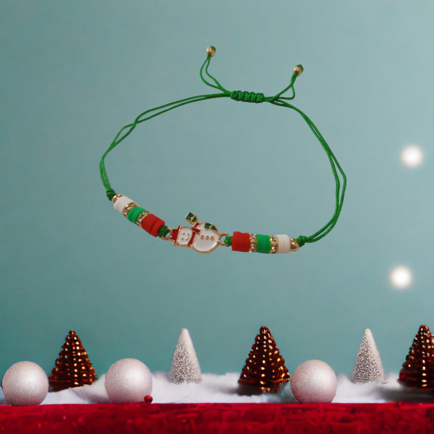 bracelet bonhomme de neige vert-Photoroom
