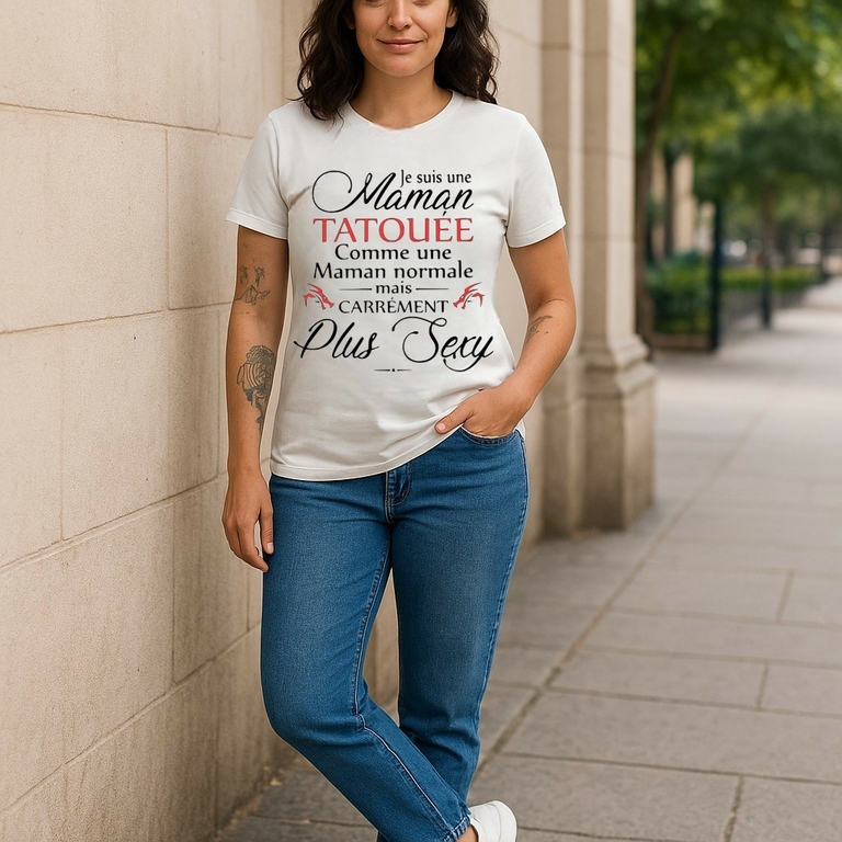 t-shirt fond turquoise maman sans notice