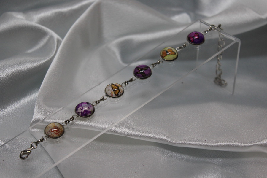 Bracelet-Cabochons-Verre-Papillons
