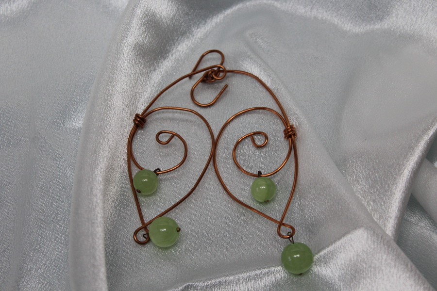 Boucle-Oreille-Pendente-Fil-Cuivre-Cuivre-Perles-Fluorine-Veritable-4