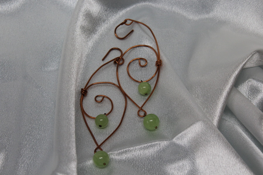 Boucle-Oreille-Pendente-Fil-Cuivre-Cuivre-Perles-Fluorine-Veritable-5