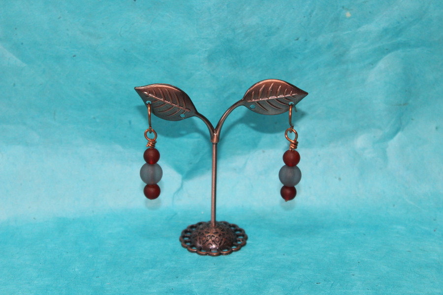 Boucle-Oreille-Fil-Cuivre-argente-Perles-Grenat-Marron-1