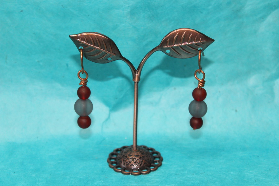 Boucle-Oreille-Fil-Cuivre-argente-Perles-Grenat-Marron-2