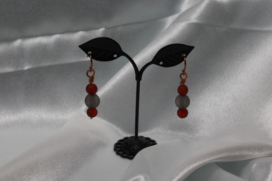 Boucle-Oreille-Fil-Cuivre-argente-Perles-Grenat-Marron-4