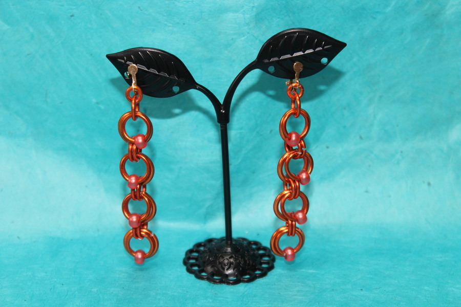 Boucle-Oreille-Fil-Alu-Perles-Orange-1
