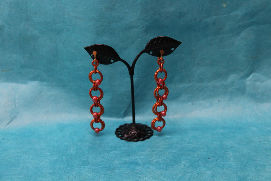 Boucle-Oreille-Fil-Alu-Perles-Orange-