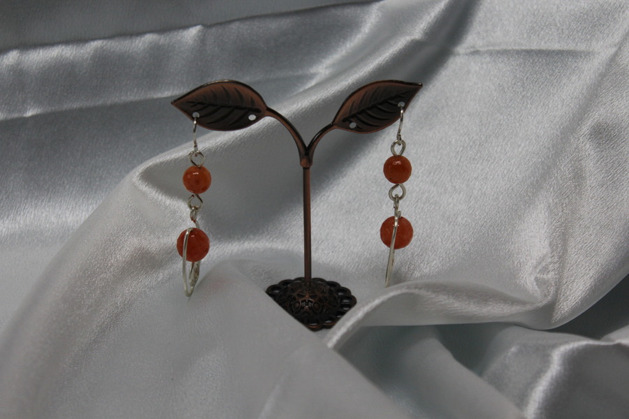 Boucle-Oreille-Fil-Cuivre-Argente-Perle-Rhodonite-Facette-Veritable-2