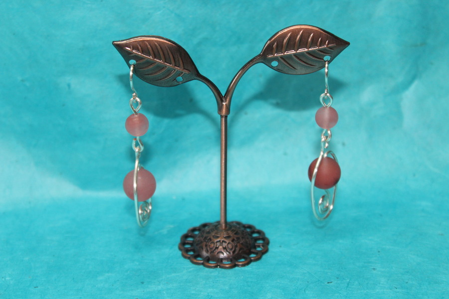 Boucle-Oreille-Fil-Cuivre-Argente-Perle-Agate-Givre-Veritable-1