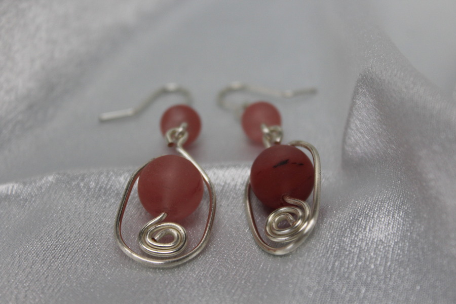 Boucle-Oreille-Fil-Cuivre-Argente-Perle-Agate-Givre-Veritable-3