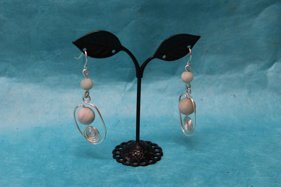 Boucle-Oreille-Fil-Cuivre-Argente-Agate-Verte-Mate-