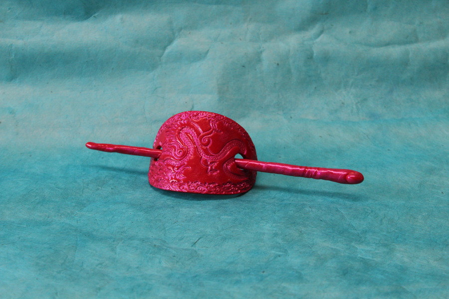 Barette-Chignon-Polymere-Rose-Dragon