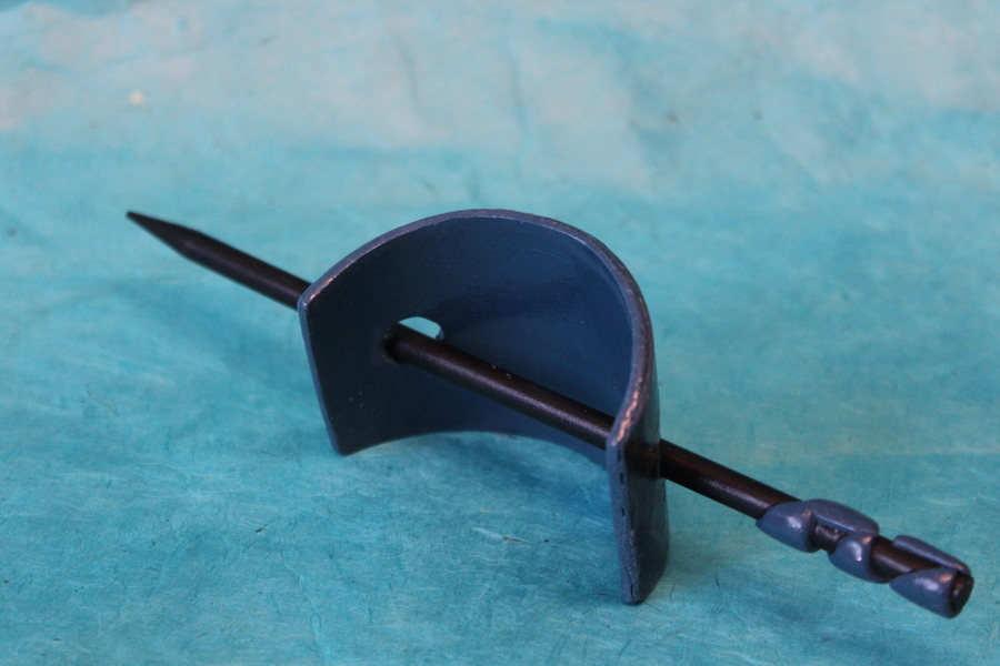 Barette Chignon Enfant en Pâte polymère-Fond Bleu et Décalcomanie Géométrique (6)