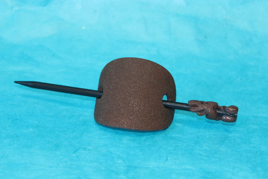 Barette Chignon Adulte en Pâte polymère-Fond Marron Pailleté et Sable Marron