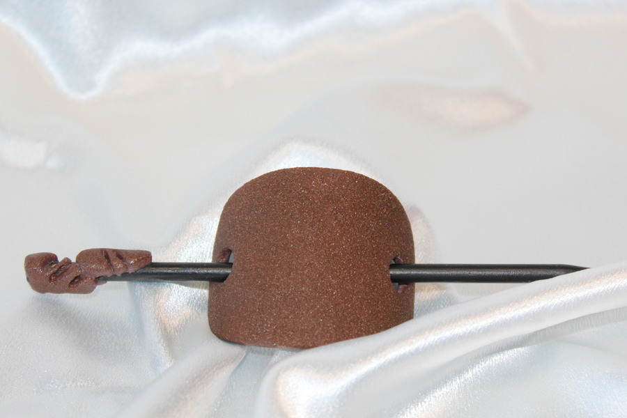 Barette Chignon Adulte en Pâte polymère-Fond Marron Pailleté et Sable Marron (5)