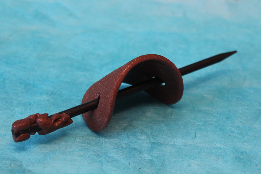 Barette Chignon Adulte en Pâte polymère-Fond Marron Pailleté et Sable Marron (3)