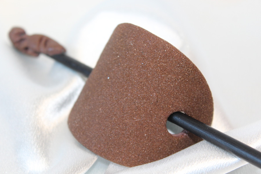 Barette Chignon Adulte en Pâte polymère-Fond Marron Pailleté et Sable Marron (7)