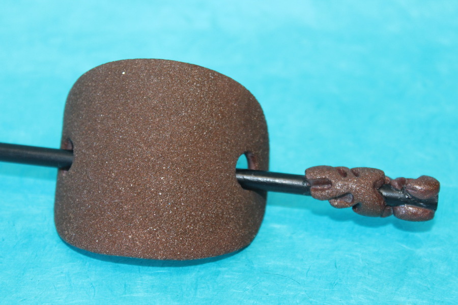 Barette Chignon Adulte en Pâte polymère-Fond Marron Pailleté et Sable Marron (2)