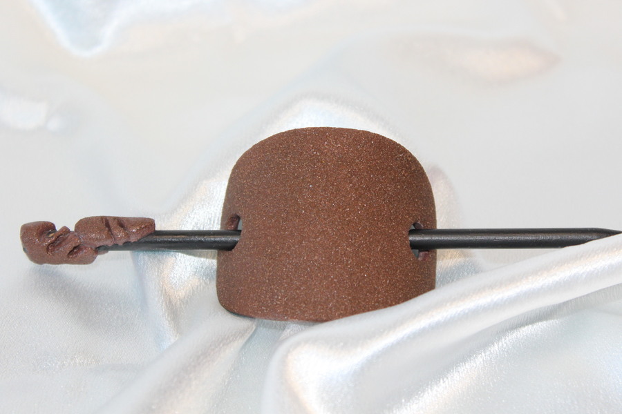 Barette Chignon Adulte en Pâte polymère-Fond Marron Pailleté et Sable Marron (6)