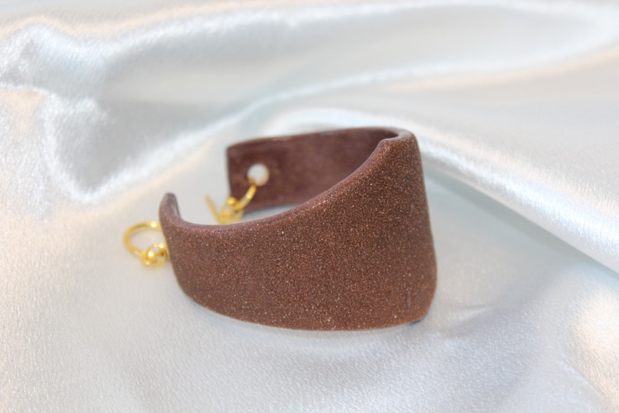 Bracelet Manchette Pâte Polymère Marron et Sable Coloré (4)