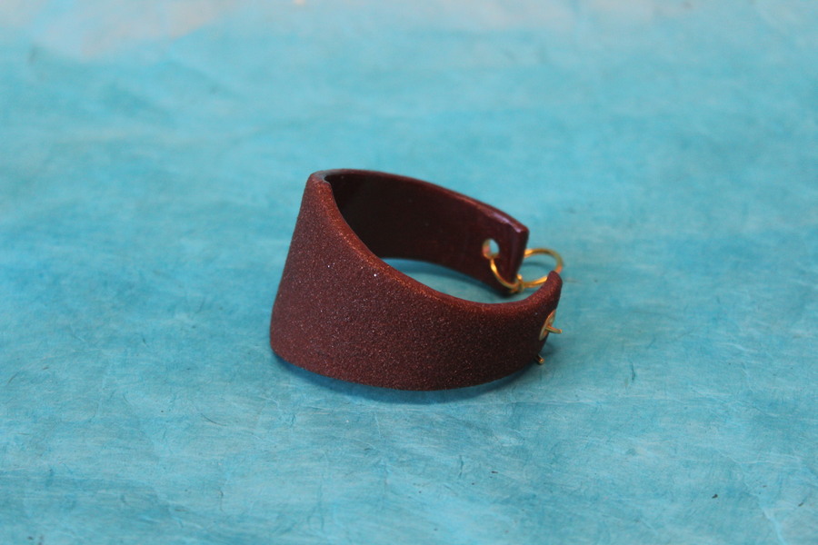 Bracelet Manchette Pâte Polymère Marron et Sable Coloré (2)