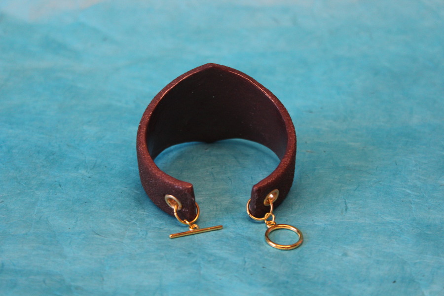 Bracelet Manchette Pâte Polymère Marron et Sable Coloré (3)