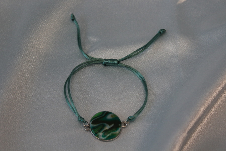 Bracelet Support Acier Argenté à 1 Cabochons. Déco en pâte Polymère marbré Multicolores (2)