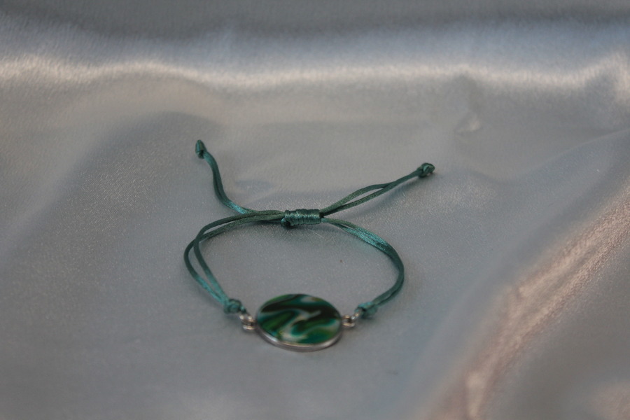 Bracelet Support Acier Argenté à 1 Cabochons. Déco en pâte Polymère marbré Multicolores