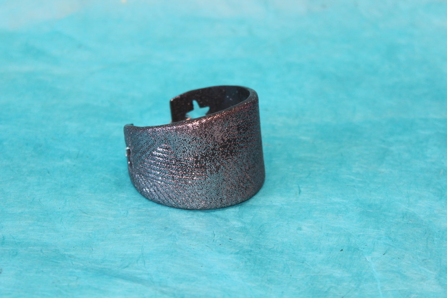 Bracelet Manchette Pâte Polymère et Paillette Argenté avec Impression (2)