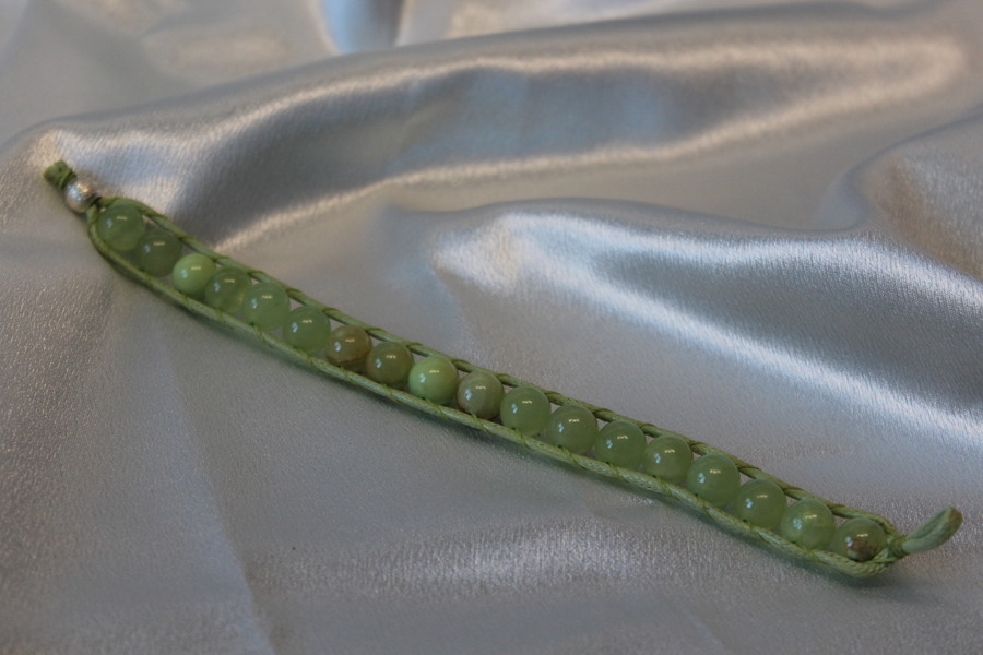 Bracelet de Perles dAventurines Verte Véritable.