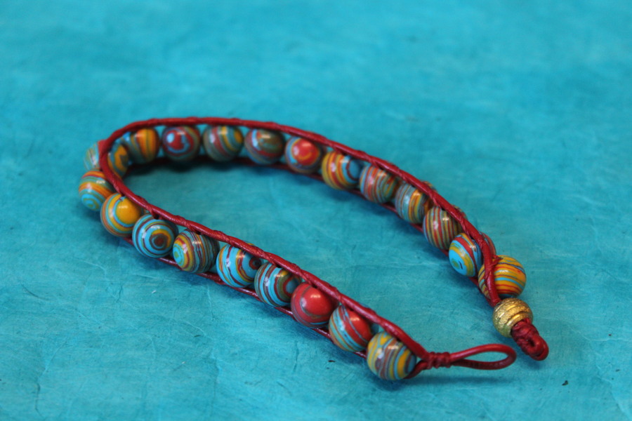 Bracelet de Perles de Tourmaline multicolores Véritable.