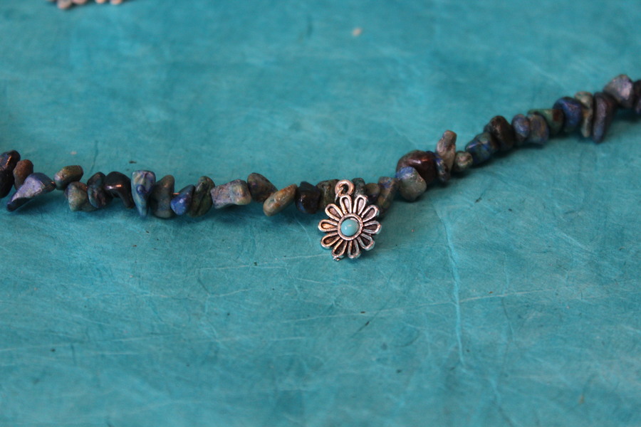 Parure-Bracelet-Collier-Boucle dOreille-Perles de Chrysocolle Véritable (4)
